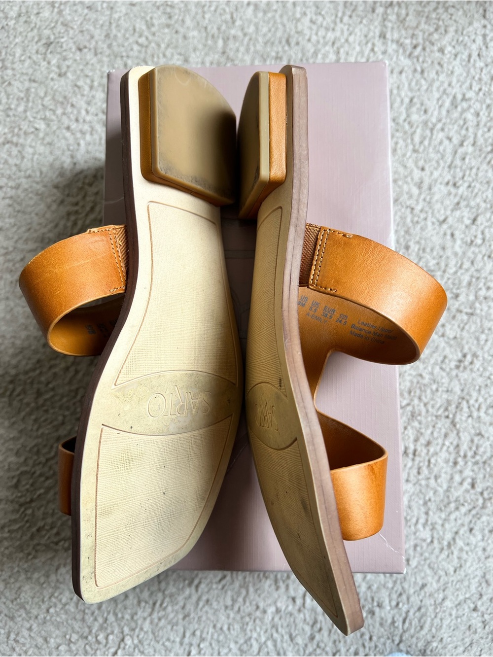 Franco Sarto Women's Cognac Double-Strap Slide Sandals - Picture 3 of 3